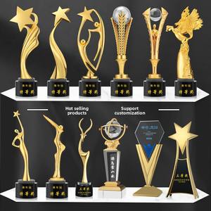 Trofeo <span class=keywords><strong>de</strong></span> Cristal Grabado, Artesanía en Metal y Madera, Adornos Creativos con Forma <span class=keywords><strong>de</strong></span> <span class=keywords><strong>Estrella</strong></span> <span class=keywords><strong>de</strong></span> <span class=keywords><strong>Cinco</strong></span> Puntas, Medalla <span class=keywords><strong>de</strong></span> Pulgar para Regalos Promocionales Empresariales - Product Image 1