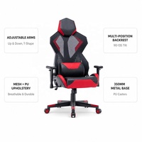 Chaise de Gaming Ergonomique Exécutive Noire et Rouge avec Support Lombaire, Hauteur Réglable, Siège en Cuir PU à Vérin à Gaz 3 Positions pour Ordinateur