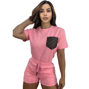 Ensemble de survêtements d'été de luxe pour femmes 2025 – Collection Designer Imprimé Manches Courtes au-dessus du Genou Décontracté en Coton Gaufré 100% avec Short - Product Image 5