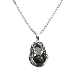 Collier en acier inoxydable avec pendentif boule griffe de dragon, style rétro punk pour homme, bijoux cadeau 280515 - Product Image 3