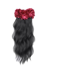 Peluca de cola de caballo con clip de plátano, extensiones de cabello ondulado largo para mujer, diseño elegante de flores para uso diario - Product Image 5