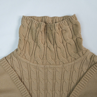 Marque privée Fabricant de vêtements Pull à col roulé à manches longues et ourlet côtelé personnalisé Pull en tricot torsadé Robe élégante pour femmes