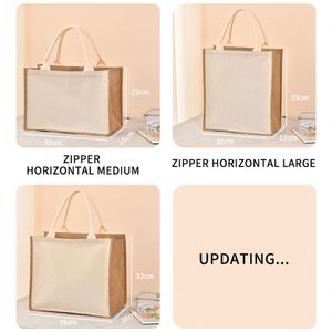 Sac fourre-tout réutilisable en toile de jute personnalisé avec logo imprimé par sublimation, sac de shopping portable en jute, sac cadeau pour femmes, sac en lin rétro imperméable - Product Image 4