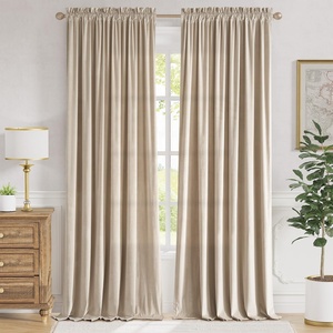Super Macio Luxo Velvet Cortinas Blackout Isolados Térmicos Soundproof Privacidade para Quarto & Sala Cor Preta - Product Image 1