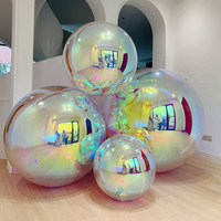 Boule miroir gonflable arc-en-ciel irisé, ballon brillant réutilisable, grande bulle