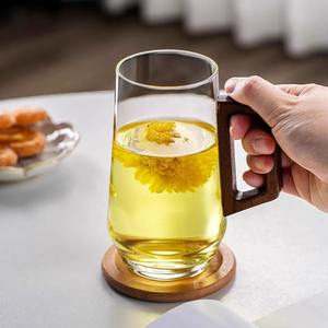 Taza de té de vidrio con mango de madera de estilo chino, resistente al calor, para uso en el hogar y la oficina, diseño sólido, regalo para adultos - Product Image 3