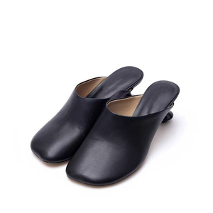 Chaussures à talons bas irréguliers personnalisées pour femmes, mules décontractées à bout rond pour le bureau - Product Image 4