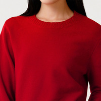Femmes élégant coréen col rond pull en tricot pull 100% laine chaud solide décontracté tricoté hauts pour l'hiver