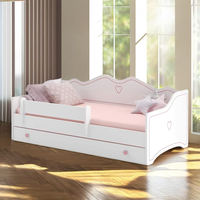 Estructura de Cama Moderna de Princesa Cama para Niña Cama Infantil de Madera Blanca 140 x 70 cm con Cajón para Habitación de Niñas