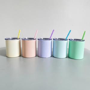 Bouteille d'eau isotherme en acier inoxydable mat de 10 oz et 20 oz, tasse de voyage, gobelet à café glacé avec couvercle et paille colorée - Product Image 1