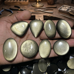 Obsidienne dorée naturelle de haute qualité, cristal de guérison, pierre précieuse brute, cabochon taillé, formes variées, taille 20-40mm, Rajasthan Inde - Product Image 2