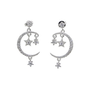 2023 Christmas Gift Cute Lovely Cz <strong>Moon</strong> <strong>Star</strong> Drop <strong>Earring</strong> for Girl Women Jewelry - Product Image 3