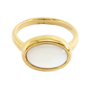 Anillo de Acero Inoxidable Chapado en Oro de 14K al por Mayor con Gema, Anillo de Compromiso Cristiano, Regalo de <span class=keywords><strong>Boda</strong></span> con Concha Blanca, <span class=keywords><strong>para</strong></span> Fiesta o Aniversario - Product Image 4