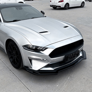 Amp-Z Front Bumper <b>Lip</b> <b>Splitter</b> For Ford Mustang Mk6.5 2018-2023 Piano Black Carbon Fiber Texture Matte Finish - Product Image 1