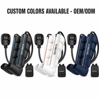 Bottes de récupération à compression d'air à 5 chambres OEM, logo personnalisé, masseur de jambes sans fil, 6 modes, 8 niveaux, enveloppement complet des jambes pour la salle de sport et le bureau