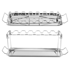 <b>BBQ</b> Stainless Steel Folding Chicken Leg Rack 14 Cassette <b>Tray</b> Roast Chicken Rack Camping Outdoor Heat Resistant Easily Box - Product Image 4