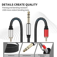 Câble audio stéréo haute performance Hifi, prise mâle TRS 6,35 mm 6,5 mm vers double RCA mâle, câble de branchement en Y