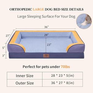 Lussuoso Letto per Cani Grande con Copertura Rimovibile Impermeabile in Finta Pelliccia, Imbottitura in Schiuma a Nido d'Ape, Ortopedico, Protettivo, Pieghevole - Product Image 4