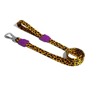 สายจูงสุนัขลายเสือดาวสีเหลืองพร้อมตัวล็อคสีม่วง - Product Image 2
