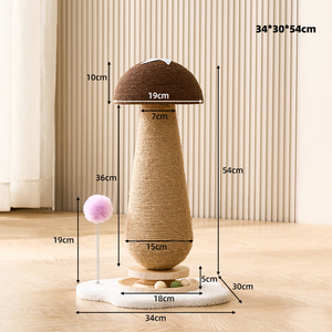 Griffoir pour chat Gain Stocked en sisal et bois, avec plateau tournant et motifs <span class=keywords><strong>carotte</strong></span> et champignon - Product Image 5