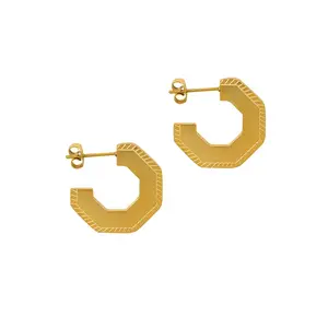 2023 새로운 프랑스어 인 쥬얼리 316L 티타늄 스틸 후프 귀걸이 여성용 기하학적 오각형 18K 금도금 귀걸이 도매