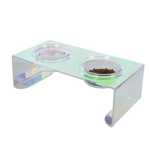 Neues Design Rainbow Pet Esstisch Clear High Boro silicate Heat proof Glass Bowl Stand Feeder für Katze und Hund - Product Image 1
