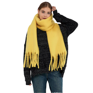 맞춤 브랜드 여성용 겨울 파시미나 숄 인기 청키 오버사이즈 토끼 로고 스카프 아가일 패턴 단색 캐시미어 - Product Image 1