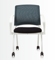 Chaises en maille, siège de réception avec roulettes à roulettes et bras pour le bureau, pliable, pour salle de réunion