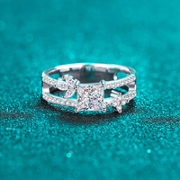 Bague en argent sterling 925 avec motif de fleur brillante creuse, bijoux de la Saint-Valentin, diamant moissanite