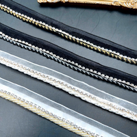Vente directe usine : Ruban tissé mère-en-enfant en fil d'or et d'argent avec strass pour vêtements et accessoires textiles de maison
