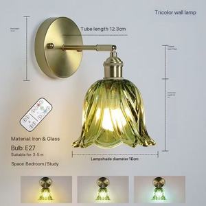 Applique Murale Rétro Florale en Verre, Lampe de Chevet Moderne et Simple pour Chambre et Bureau, Lumière LED pour Miroir, Applique Murale Nordique RGB - Product Image 2