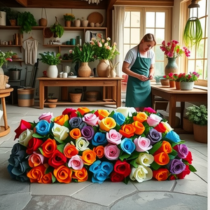 Flores de Seda para Decoração de Casa, Parede Floral para Casamento, 9 Rosas Simuladas, Atacado - Product Image 2