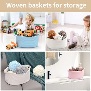 Panier de Pâques ovale tressé Happyiren avec poignée - Conteneur cadeau pour tombola, baby shower, rangement et organisation 13"D x 8"W x 6"H - Product Image 6
