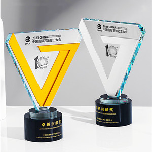 Trofeo in Cristallo a Forma di V Personalizzato, Premio per Contributi Eccezionali per Eventi Aziendali e Associazioni Industriali - Product Image 4