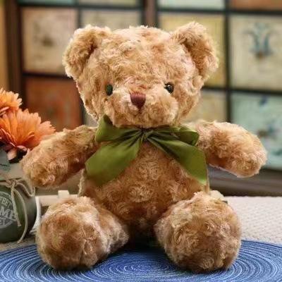 หมีผูกโบว์บิดสีน้ำตาล