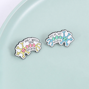 Broches de Esmalte con Diseño de Neurona con la Frase 'Tienes Potencial', 'No Desperdiciar <span class=keywords><strong>tu</strong></span> Potencial', Divertidos, para Ropa, Solapa, Regalo de Joyería - Product Image 1