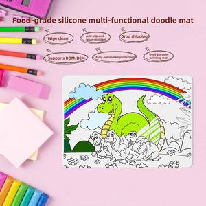 حصيرة رسم سيليكون خالية من الغذاء ، حصيرة تلوين ، سجادة طعام قابلة لإعادة الاستخدام ، مسح نظيف للأطفال في المدارس ، تصنيع المعدات الأصلية ODM - Product Image 4