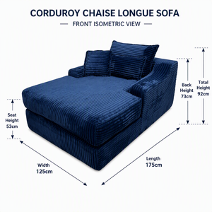 Canapé modulable moderne en velours côtelé avec chaise longue et sommier à ressorts pour bureau et salon - Product Image 5