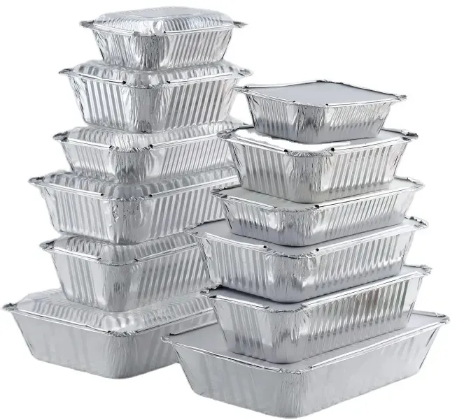 Heavy duty rectangle new catering aluminium containers foods aluminium foiled takeaway foil container tin foil tray