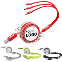 Cable USB 3 en 1 para Teléfono, Cables de Carga y Datos, Carga Rápida de 3A, Tipo-C, Cable USB Retráctil 3 en 1 para Teléfono Móvil Android