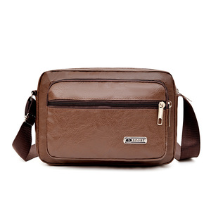 Men's Crossbody Bag Small Square Multi Compartment Fashionable Everyday Use Brown Black Yellowish Brown Solid Color - Product Image 5