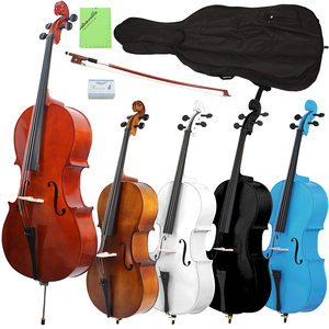 Cello acoustique Astonvilla VC-10, marque débutant, pas cher, bois massif 4/4, bois massif, couleur naturelle, noir, blanc, bleu, avec sac - Product Image 1