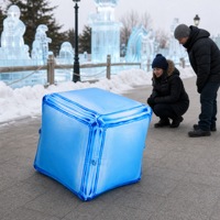 Décoration publicitaire gonflable en forme de bloc de glace pneumatique pour festival de la glace, avec souffleur d'air, pour centre commercial et exposition extérieure