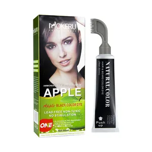 MOKERU Apple Black Hair Dye Cream With Comb 80ml Natural Herbal Hair Color Shampoo Dye Manufactures Fast To Color
