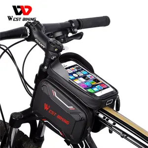 WEST BIKING กระเป๋าติดจักรยานน้ำหนักเบามาก,กระเป๋าติดหน้าสัมผัส TPU กันน้ำได้สำหรับโทรศัพท์ MTB จักรยานเสือหมอบ