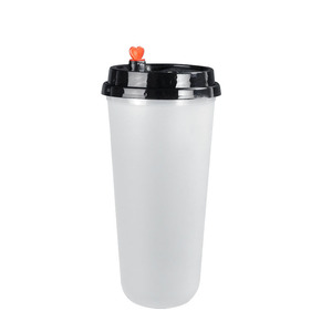 Gobelet à thé au lait jetable Dianjie 500ml, givré, avec couvercle, pour la vente ambulante et les cafés. - Product Image 2