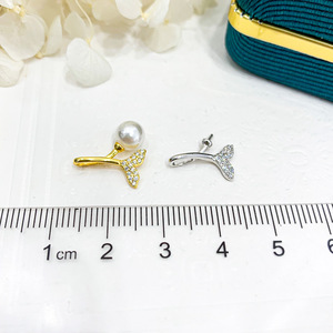 Pendentif en argent S925 30866 Accessoires de bricolage avec petit collier à queue et perles rondes de 6 à 8 mm Pendentifs et breloques - Product Image 4