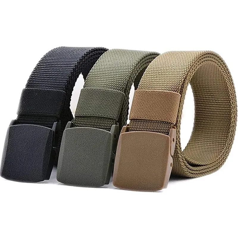 Outdoor Adjustable Slide Plastic Buckle Web Canvas Belt 1.5inch Tactical Belt Nylon Belts for Men