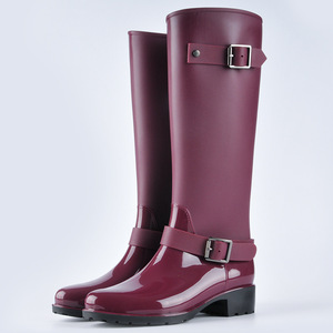 Women <b>Knee</b> <b>High</b> Rain Boots Waterproof PVC Wellington Boots Anti Slip Round Toe with Zipper for Outdoor - Product Image 3