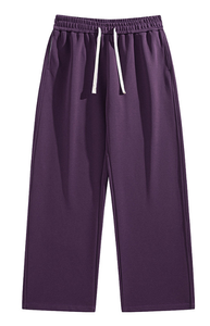 กางเกงวอร์มผู้ชายทรงตรงขากว้างขนาดใหญ่ ย้อมสีแบบ Garment Dyed เอวยางยืด ความสูงระดับกลาง สไตล์ลำลอง ลายทางแบบกำหนดเอง ล้างสีแบบ Acid Wash ชายกางเกงเปิด - Product Image 6